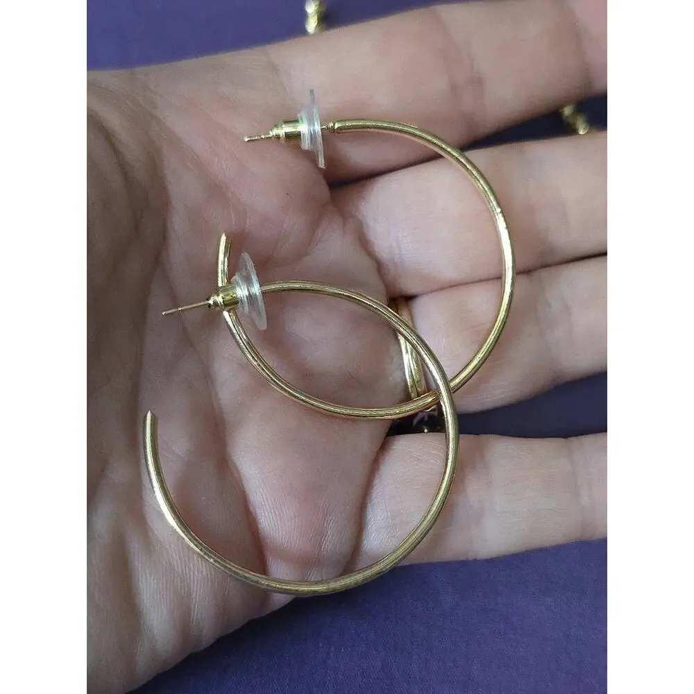 Catherine Malandrino Set Of Three Pairs Gold Tone Hoop Earrings 1.5